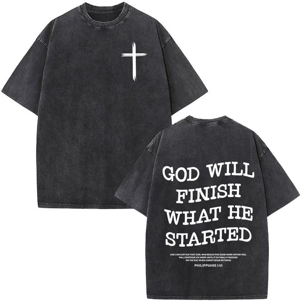 Christian Jesus Faith over Fear Bible Verse Washed T-Shirts Men Women Fashion Vintage Oversized T Shirts Harajuku Cotton T-Shirt