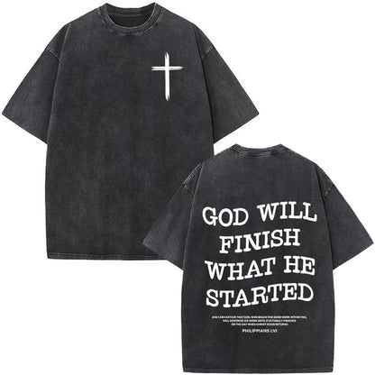Christian Jesus Faith over Fear Bible Verse Washed T-Shirts Men Women Fashion Vintage Oversized T Shirts Harajuku Cotton T-Shirt