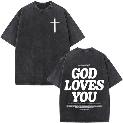 Christian Jesus Faith over Fear Bible Verse Washed T-Shirts Men Women Fashion Vintage Oversized T Shirts Harajuku Cotton T-Shirt