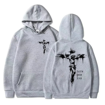 Men'S Hoodie with Religious Cross and Motivational Text Prints Pullover Style Autumn Fashion Hooded Hoodie Casual Hoodie Unisex