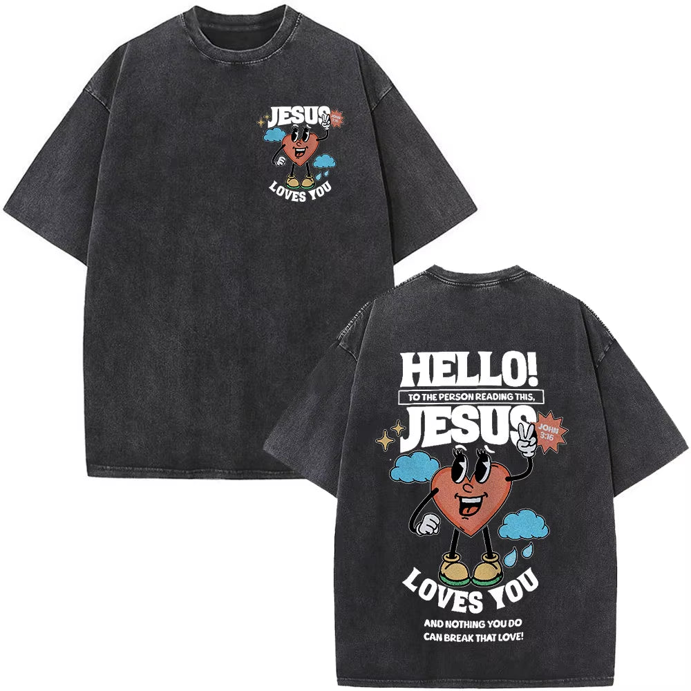 Christian Jesus Faith over Fear Bible Verse Washed T-Shirts Men Women Fashion Vintage Oversized T Shirts Harajuku Cotton T-Shirt