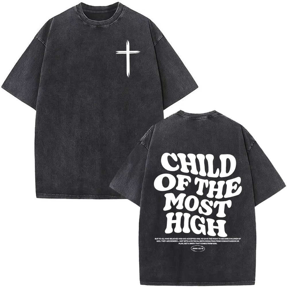 Christian Jesus Faith over Fear Bible Verse Washed T-Shirts Men Women Fashion Vintage Oversized T Shirts Harajuku Cotton T-Shirt