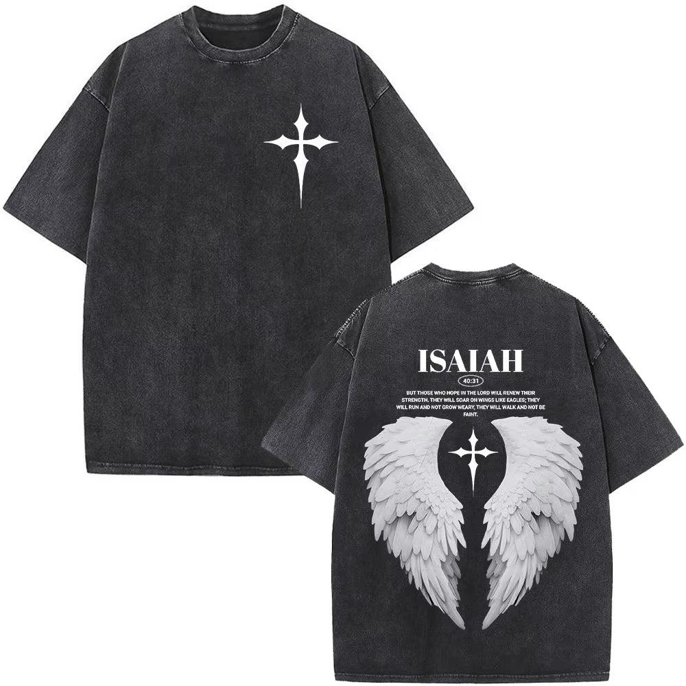 Christian Jesus Faith over Fear Bible Verse Washed T-Shirts Men Women Fashion Vintage Oversized T Shirts Harajuku Cotton T-Shirt