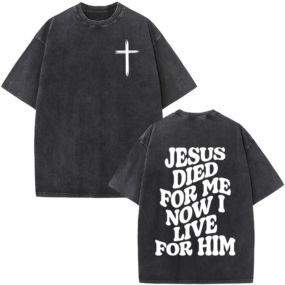 Christian Jesus Faith over Fear Bible Verse Washed T-Shirts Men Women Fashion Vintage Oversized T Shirts Harajuku Cotton T-Shirt