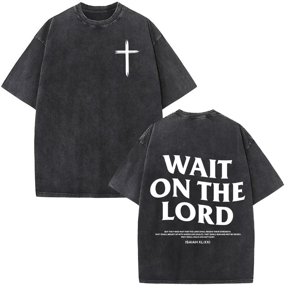 Christian Jesus Faith over Fear Bible Verse Washed T-Shirts Men Women Fashion Vintage Oversized T Shirts Harajuku Cotton T-Shirt