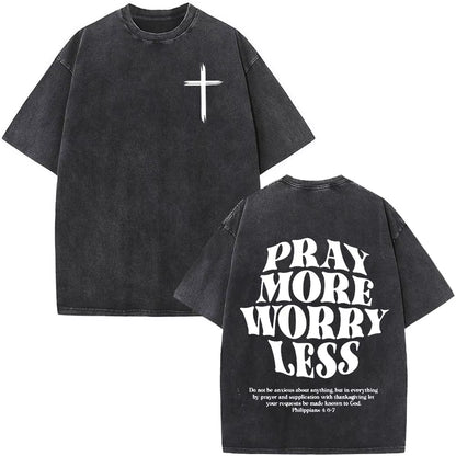 Christian Jesus Faith over Fear Bible Verse Washed T-Shirts Men Women Fashion Vintage Oversized T Shirts Harajuku Cotton T-Shirt