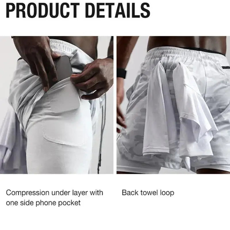 New 2026 Men'S 2-In-1 Cross Printed Sports Shorts with Phone Pocket and Christian Performance Athletic Buckle