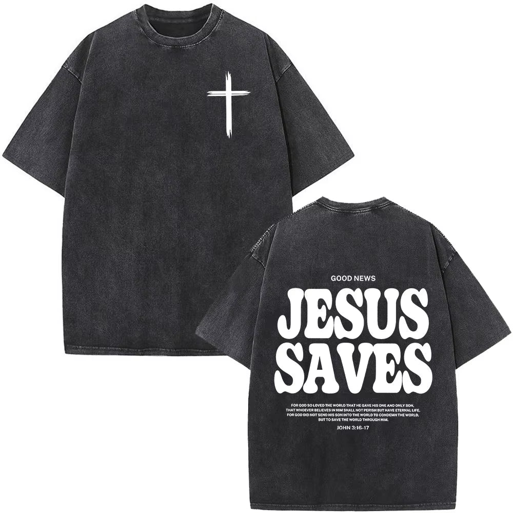 Christian Jesus Faith over Fear Bible Verse Washed T-Shirts Men Women Fashion Vintage Oversized T Shirts Harajuku Cotton T-Shirt