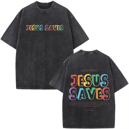 Christian Jesus Faith over Fear Bible Verse Washed T-Shirts Men Women Fashion Vintage Oversized T Shirts Harajuku Cotton T-Shirt