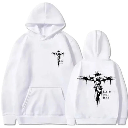 Men'S Hoodie with Religious Cross and Motivational Text Prints Pullover Style Autumn Fashion Hooded Hoodie Casual Hoodie Unisex