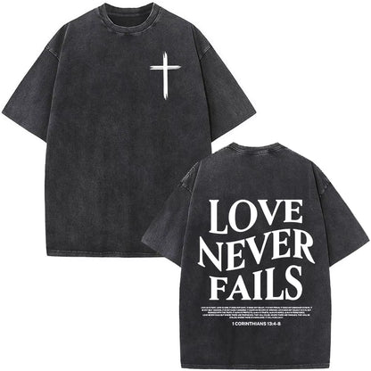 Christian Jesus Faith over Fear Bible Verse Washed T-Shirts Men Women Fashion Vintage Oversized T Shirts Harajuku Cotton T-Shirt