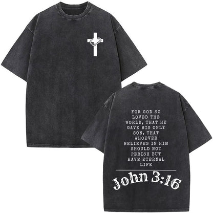 Christian Jesus Faith over Fear Bible Verse Washed T-Shirts Men Women Fashion Vintage Oversized T Shirts Harajuku Cotton T-Shirt